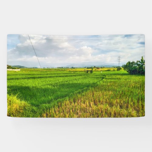 Green Rice Field Farm Vinyl Banner