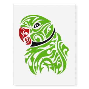 Green ringneck parrot tattoo