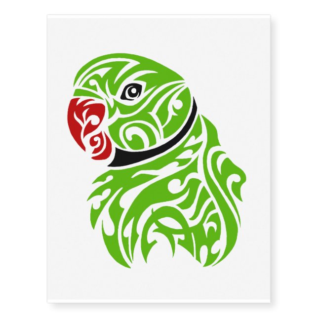 Green ringneck parrot tattoo (Front)