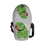 Green ringneck parrot tattoo messenger bag