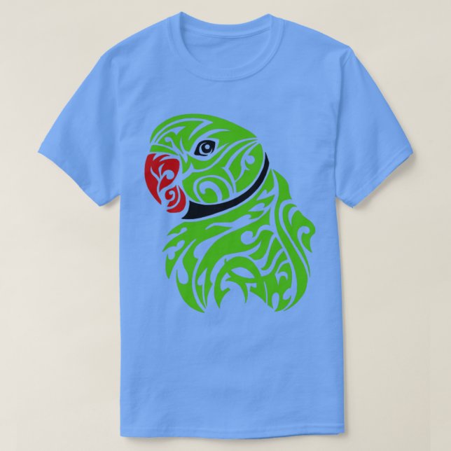Green ringneck parrot tattoo T-Shirt (Design Front)