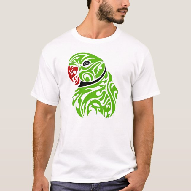 Green ringneck parrot tattoo T-Shirt (Front)