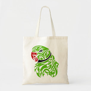 Green ringneck parrot tattoo tote bag