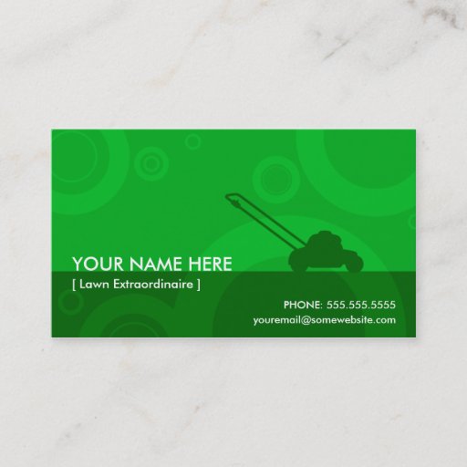 Customizable green rings mowing business card template