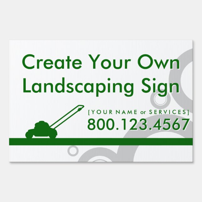 green rings mowing yard sign (Front)