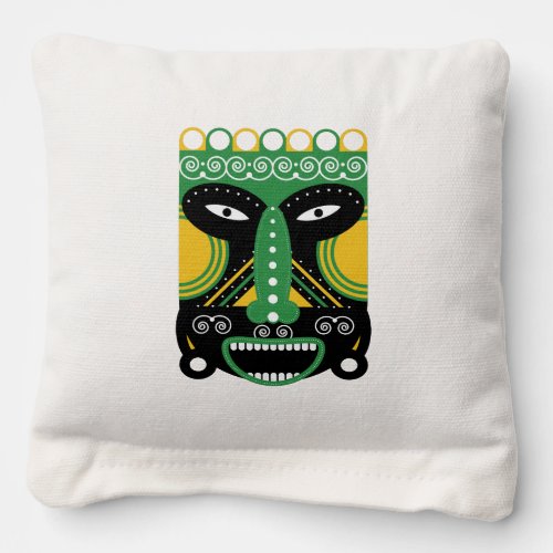 Green Ritual Tribal Mask Cornhole Bags