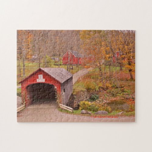 Green River Covered Bridge and Barn in the Fall Jigsaw Puzzle