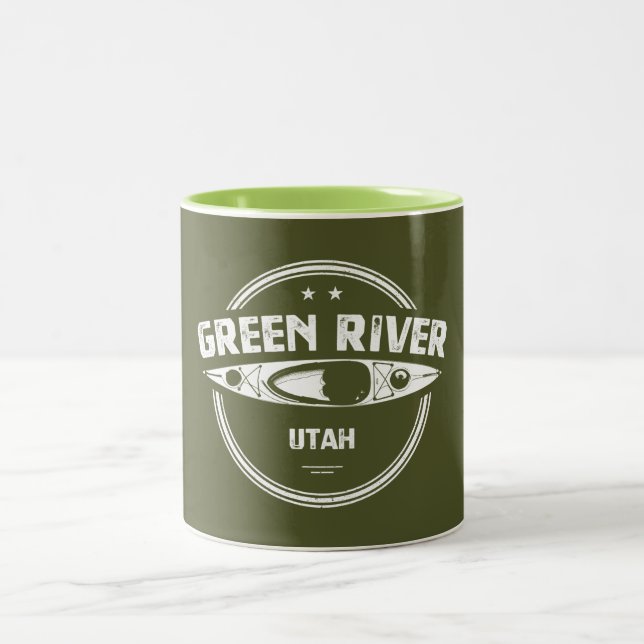 Green River Utah Kayaking Two-Tone Coffee Mug (Center)