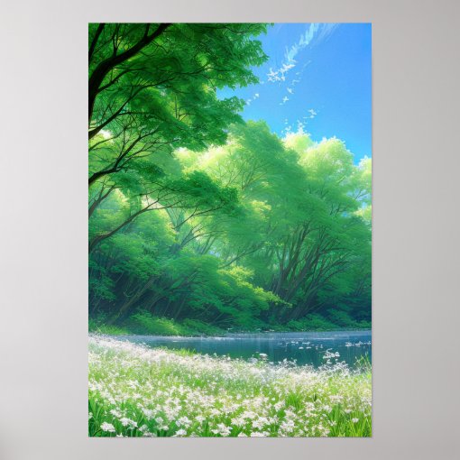 Green Riverbank Poster | Zazzle