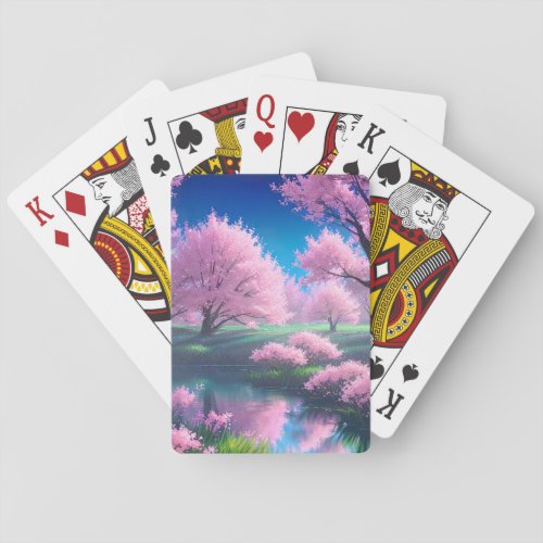 Green Riverbanks and Spring Flora Poker Cards