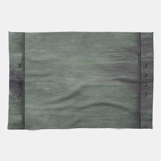 Green riveted steel texture towel (Horizontal)