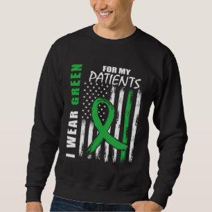 Green RN Nurses Kidney Disease Awareness US Flag N Sweatshirt