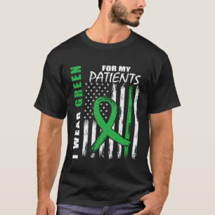 Green RN Nurses Kidney Disease Awareness US Flag N T-Shirt