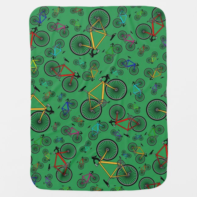 Green road bikes swaddle blanket (Front)