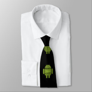 Green Robot Computer Gamer Nerd Neck Tie