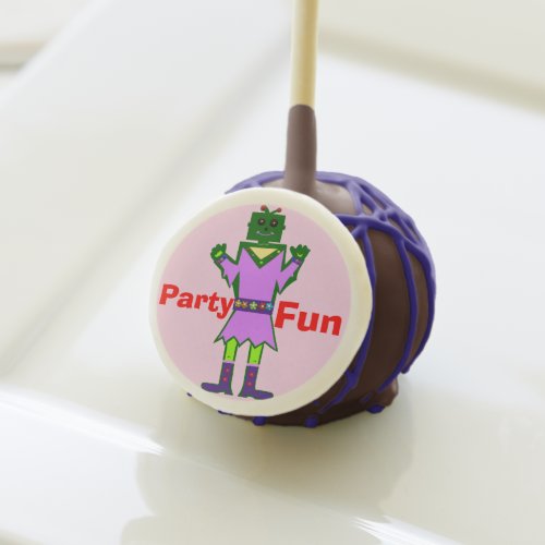 Green Robot Girl Birthday Party Cake Pops