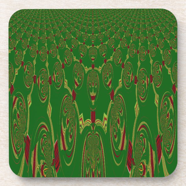 Green Robots Beverage Coaster (Front)
