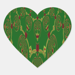 Green Robots Heart Sticker