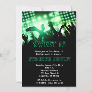 Green Rock Star Sweet 16 Birthday Invitation
