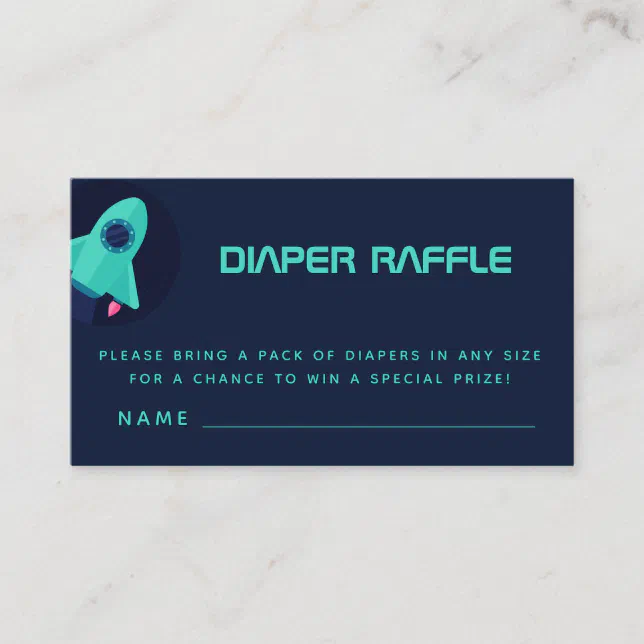 Space Theme Raffle Green Rocket Spaceship Space Theme Diaper Raffle Enclosure Card | Zazzle