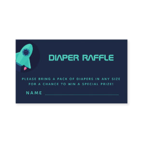 Green Rocket Spaceship Space Theme Diaper Raffle   Enclosure Card