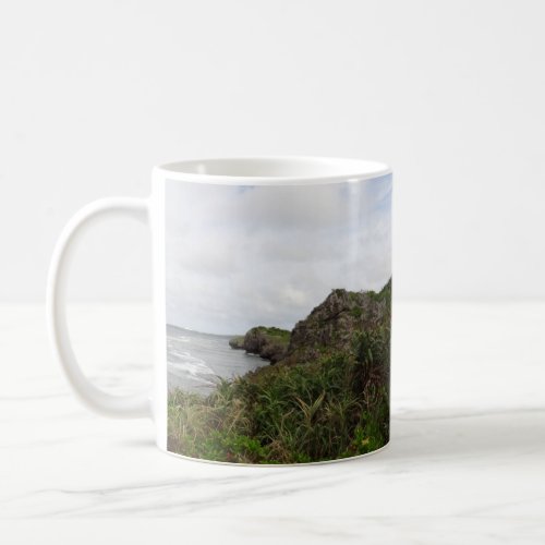 Green Rocky Shoreline of Okinawa Japan Coffee Mug