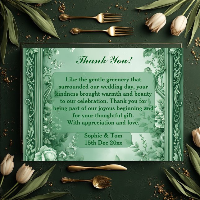 Green Rococo Garden Grand Baroque Opulence Wedding Thank You Card (Green Rococo Garden Grand Baroque Opulence Wedding Thank You Card)
