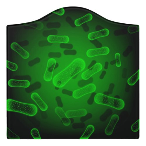 Green rod shaped bacteria door sign