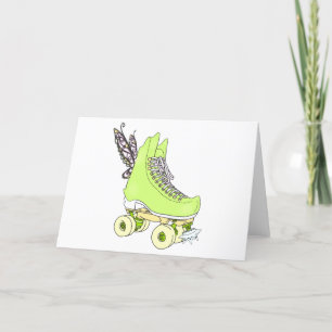 Green Roller Skate Fairy Birthday Greeting Card