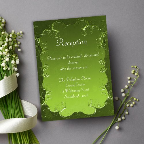 Green Romance Vintage Wedding Reception  Enclosure Card