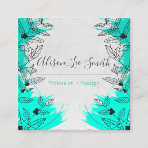 Green Romantic leaves Square Business Card