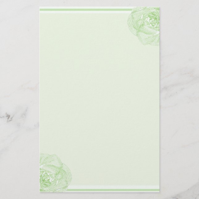 Green Rose Border Stationery (Front)