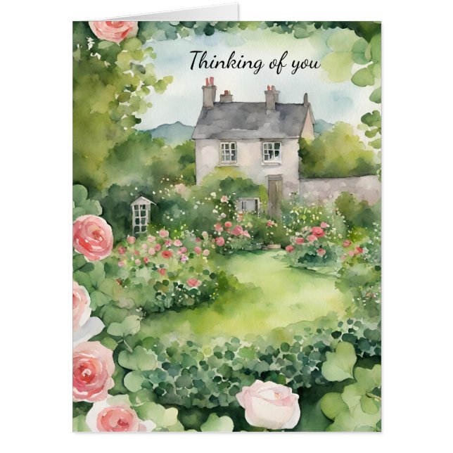 Green Rose Country Thinking of You Card (Front)