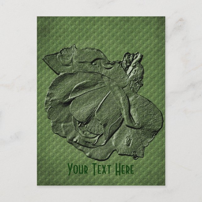 Green Rose Floral Customizable Postcard (Front)