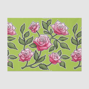 Green Rose Floral Tissue Paper