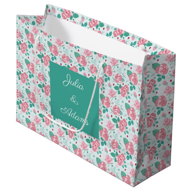 Green Rose Gift Bag (Front Angled)