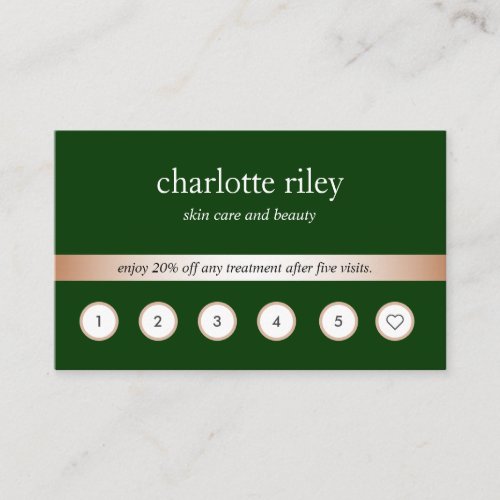 Green Rose Gold 6 Punch Customer Loyalty Card