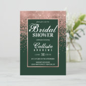 Green Rose Gold Glitter Confetti Bridal Shower Invitation (Standing Front)