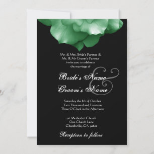 GREEN Rose Petals Wedding Invitation