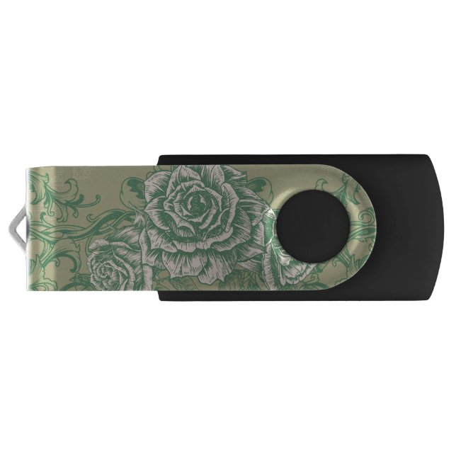 Green Rose  USB Flash Drive (Back)