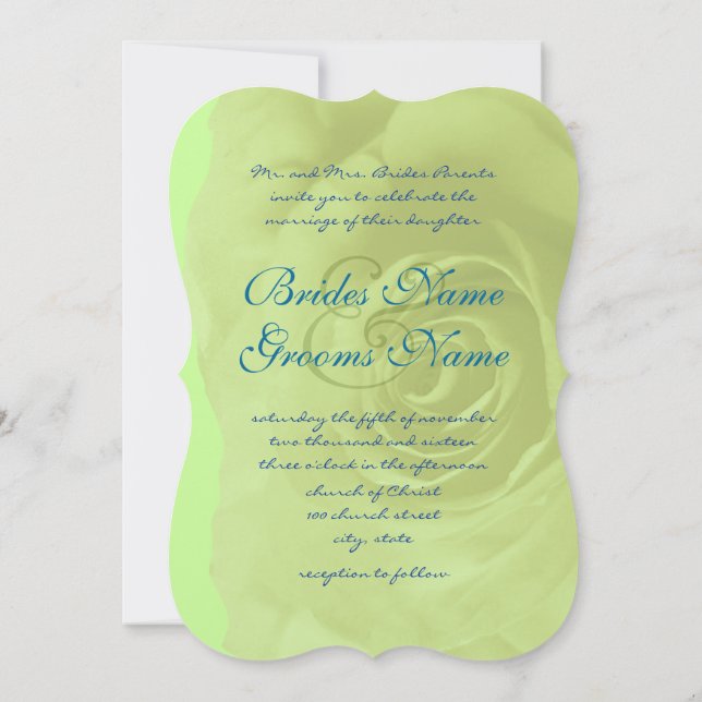 Green Rose Wedding Invitation or Change Color (Back)
