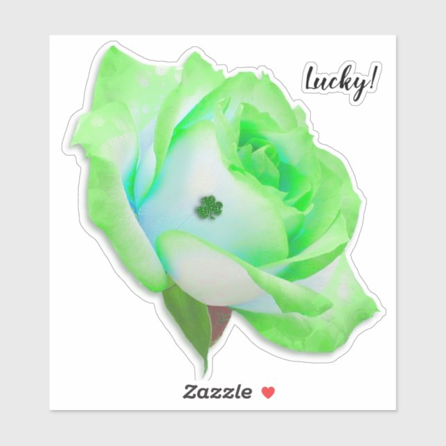 Green Rose with Shamrock Sticker (Sheet)