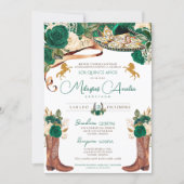 Green Roses Fancy Western Charro Quinceanera Invitation (Front)
