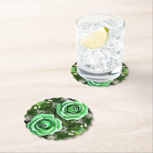 Green Roses Paper Coaster