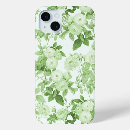Green Roses Vintage Botanical Garden iPhone 15 Plus Case