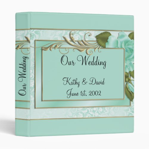 Green Roses Wedding 3 Ring Binder