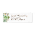 Green Roses White Daisies Return Address Label