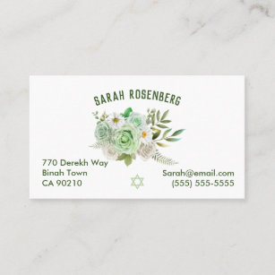 Green Roses White Daisies Star of David Business Card