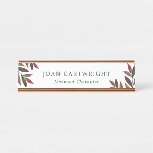 Green Rosy Red Greenery _ Therapist Desk Name Plate