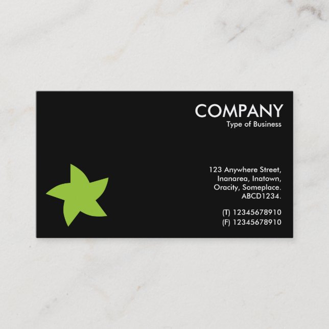 Green Rotating Star Symbol - Black Business Card (Front)